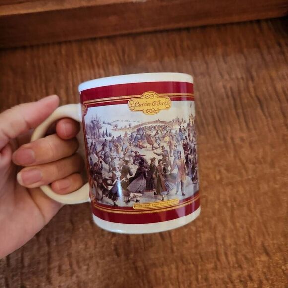 Currier & Ives winter Central Park 1862 ice skating coffee cup vintage collectib - Picture 5 of 5